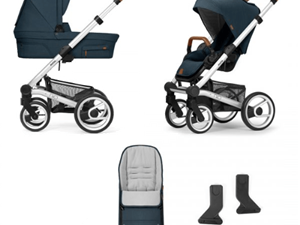 mutsy Nio Adventure ocean blue kinderwagen met gratis adapters voor maxi cosi ( frame ,reiswieg + zit met kap ) Laatste stuk !